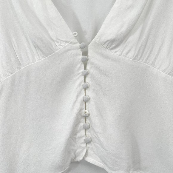 Reformation White Fulham Long Sleeve Crepe Blouse sz M - Picture 3 of 10